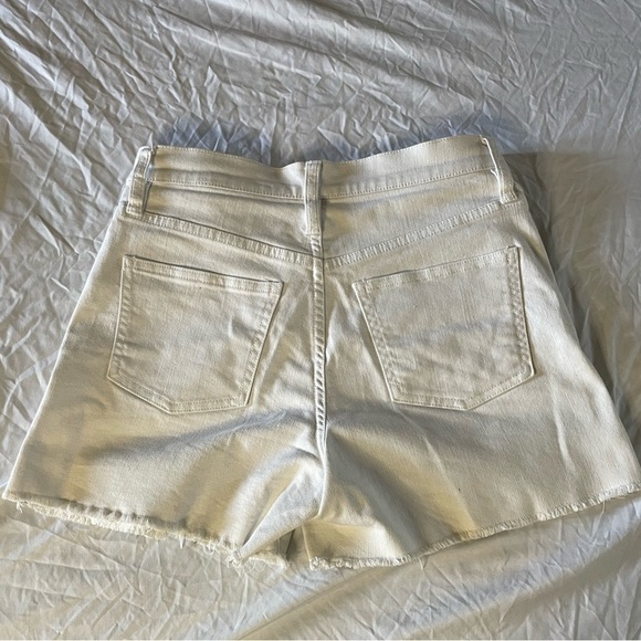 J. Crew High Rise Stretch Frayed White Denim Shorts - Picture 5 of 7